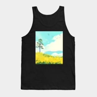 Lone tree on yellow flower field Tank Top